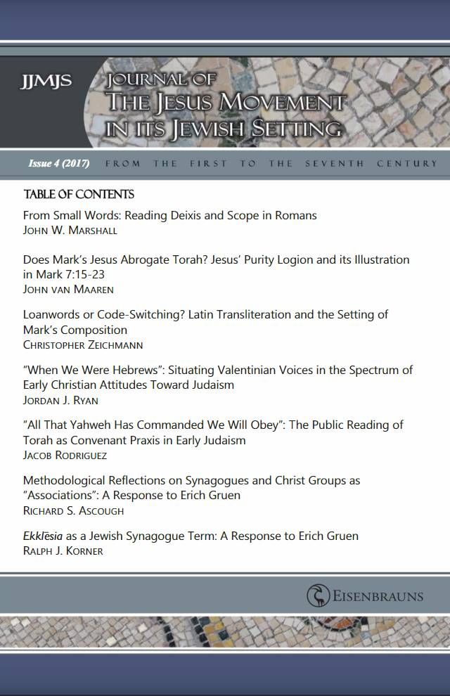 Journal of the Jesus Movement in its Jewish Setting